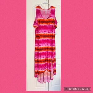 NEW Print Knit Hi-Low Cold Shoulder Party Dress 2x